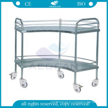 AG-SS007 hospital aparato en forma de abanico mesa carrito de acero inoxidable con ruedas